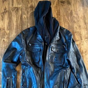 7 Diamonds Milan Leather Jacket with hoodie- 1863